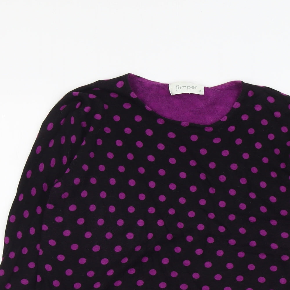 Jumper Womens Black Round Neck Polka Dot Acrylic Pullover Jumper Size M