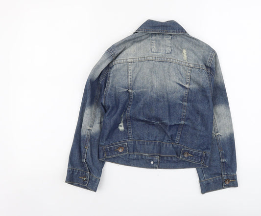 Denim & Co. Womens Blue Jacket Size 8 Button
