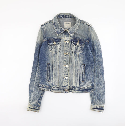 Denim & Co. Womens Blue Jacket Size 8 Button