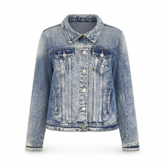 Denim & Co. Womens Blue Jacket Size 8 Button