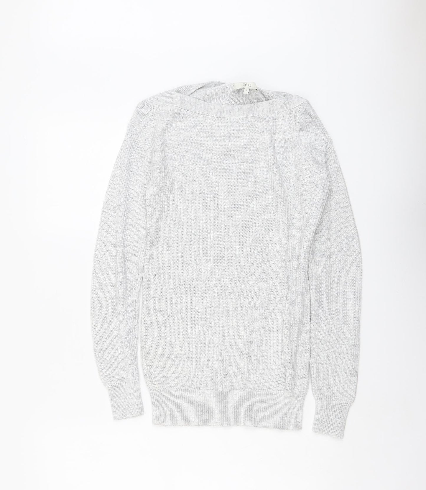 NEXT Womens Grey Boat Neck Viscose Pullover Jumper Size 8