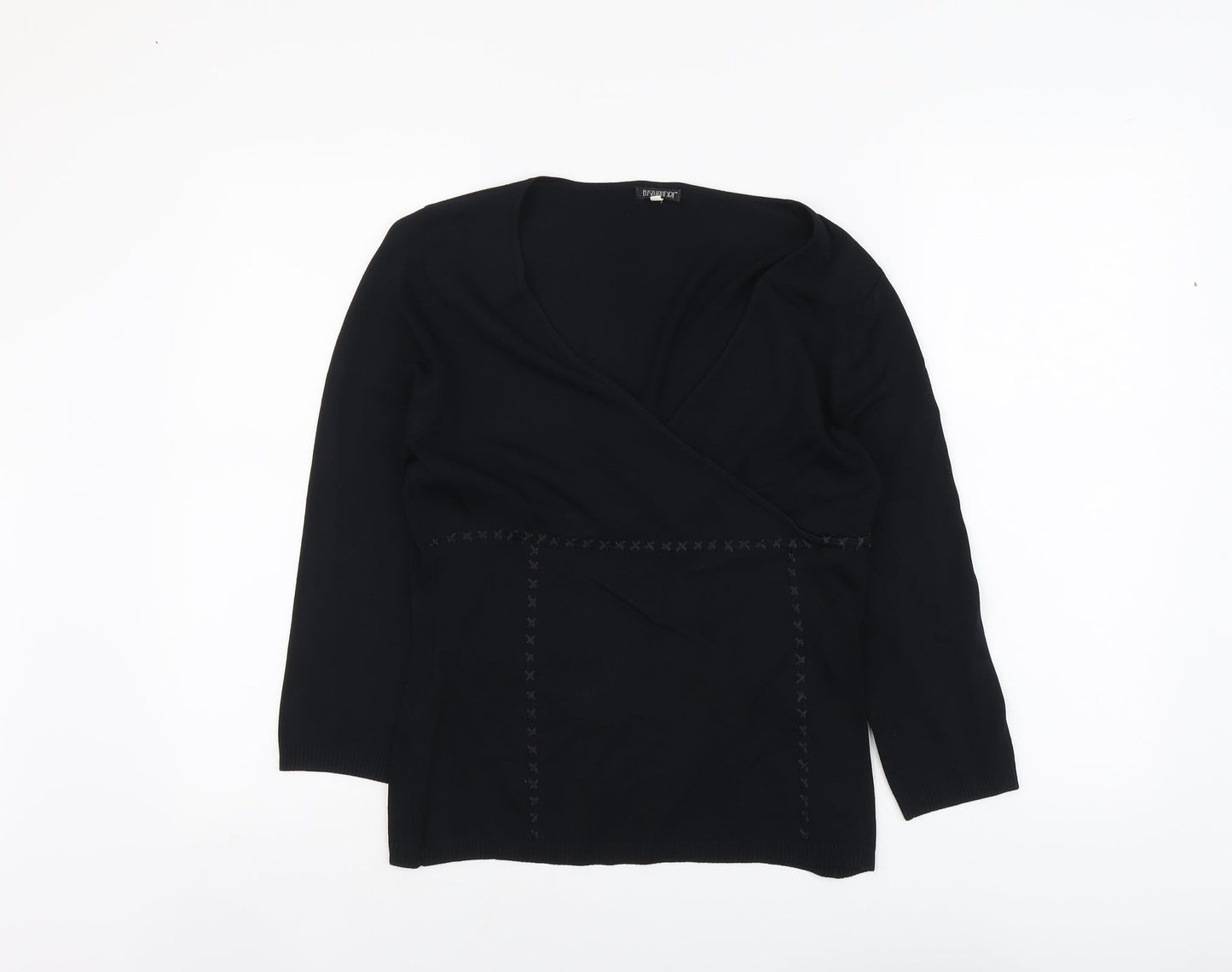 Preworn Womens Black V-Neck Viscose Pullover Jumper Size M