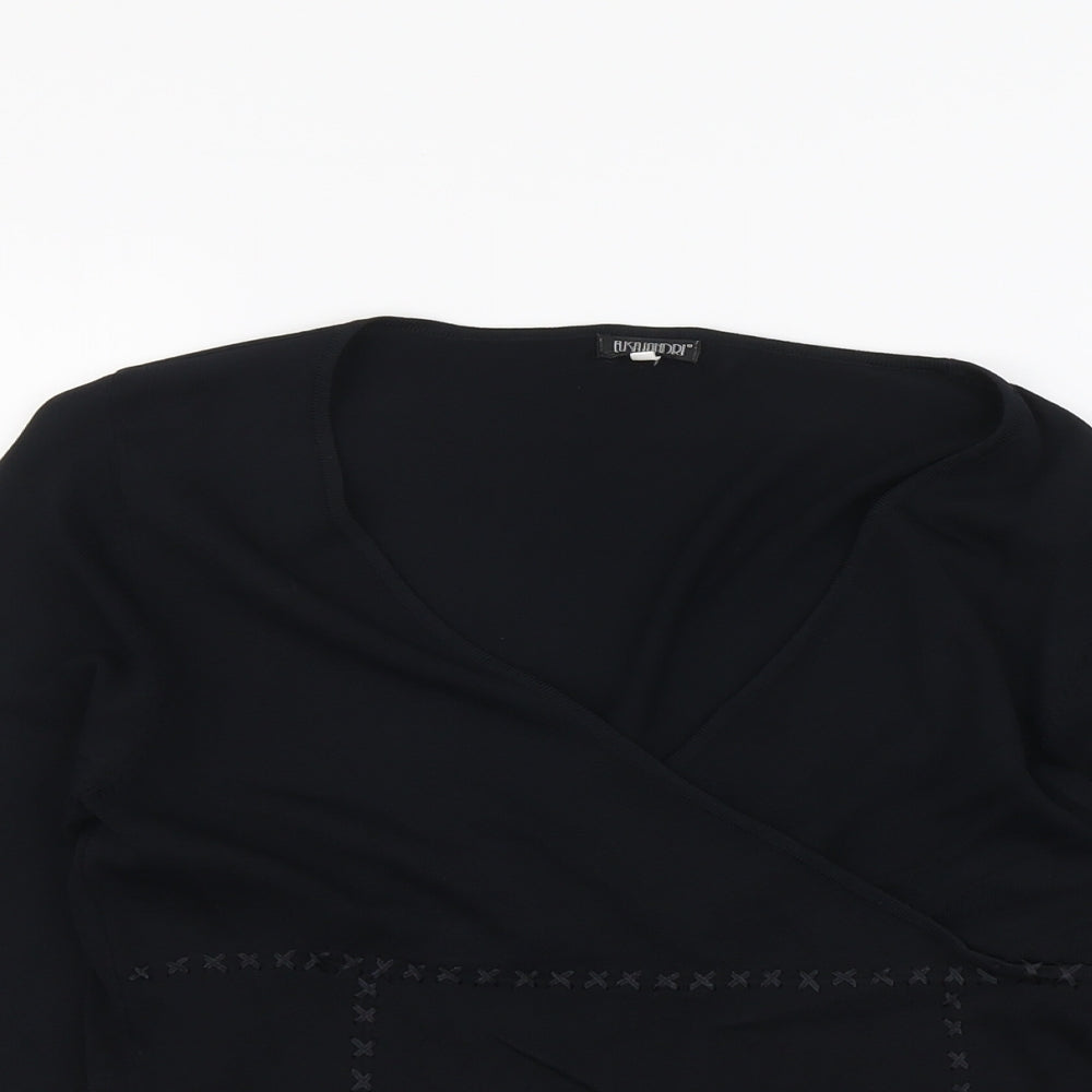 Preworn Womens Black V-Neck Viscose Pullover Jumper Size M