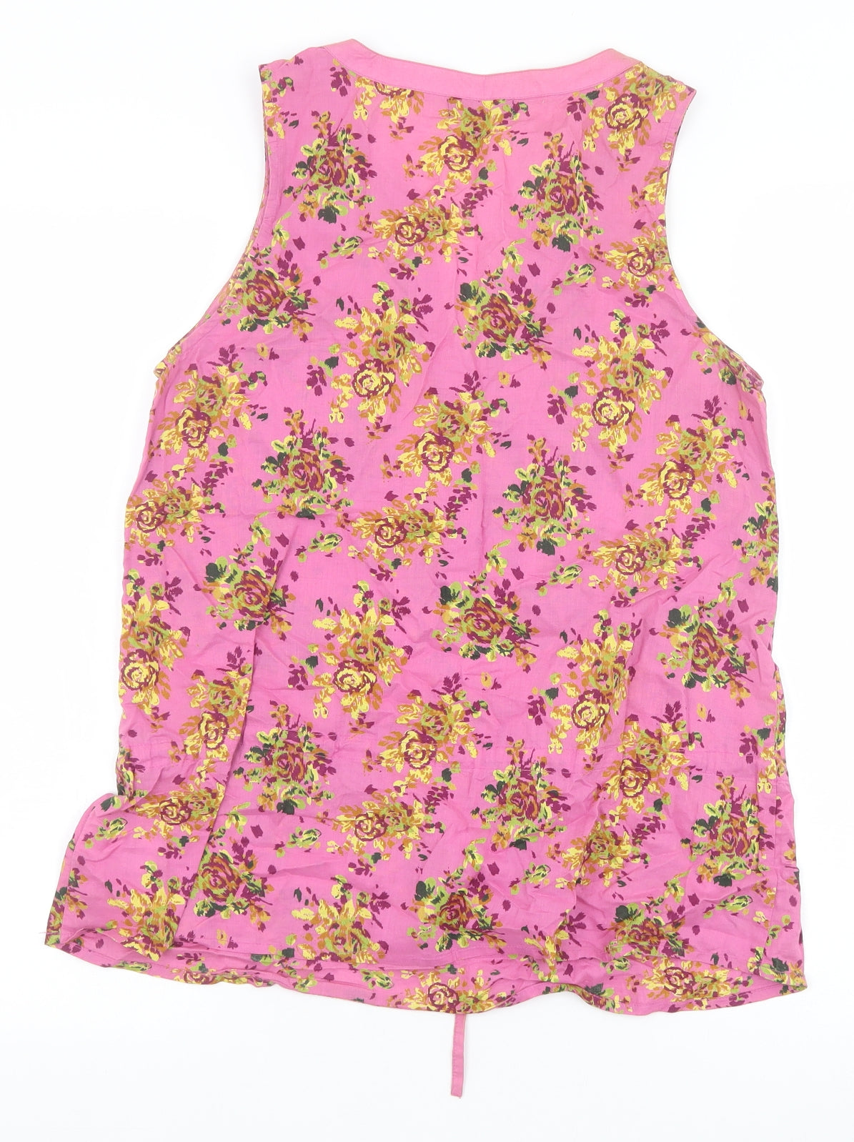 NEXT Womens Pink Floral 100% Cotton Basic Tank Size 8 V-Neck