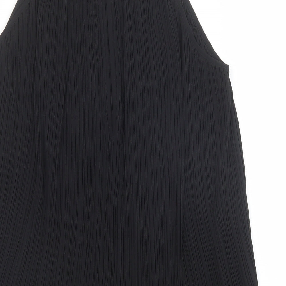 Preworn Womens Black Polyester Basic Tank Size 8 Round Neck - Plisse
