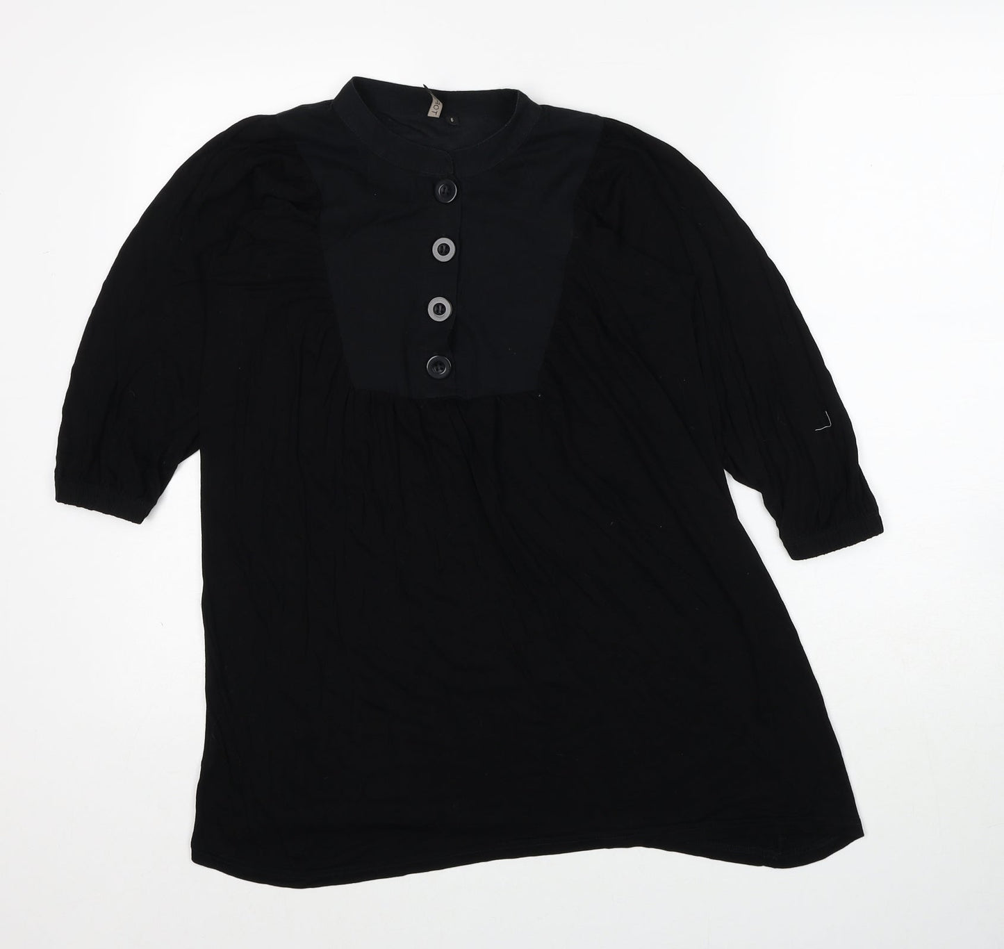 Topshop Womens Black Viscose Basic T-Shirt Size 6 Round Neck