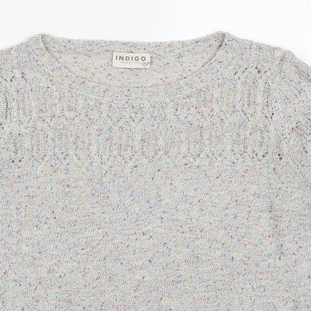 Marks and Spencer Womens Grey Round Neck Acetate Pullover Jumper Size 12