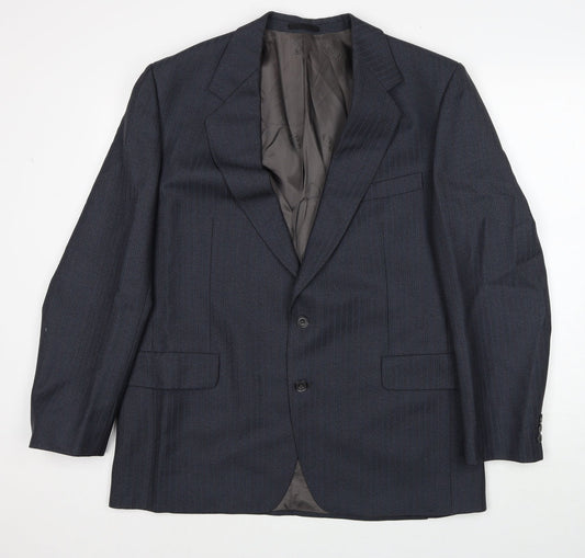 Voughan Danes Mens Grey Striped Wool Jacket Suit Jacket Size 44 Regular