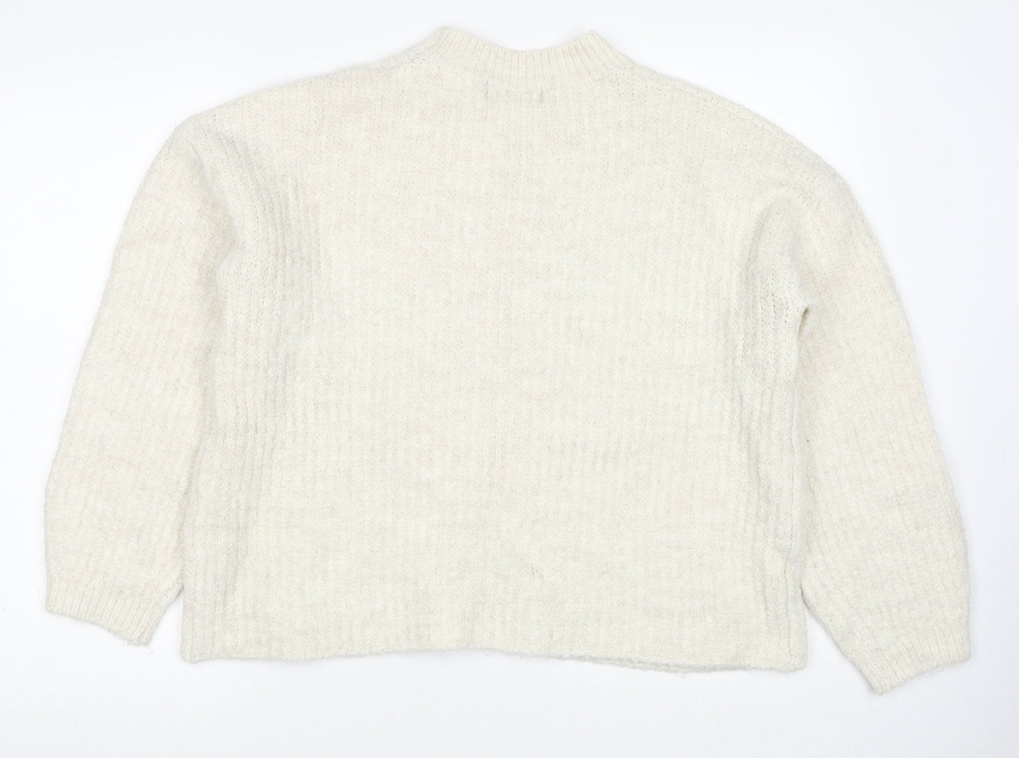 Marks and Spencer Womens White Round Neck Acrylic Pullover Jumper Size 12