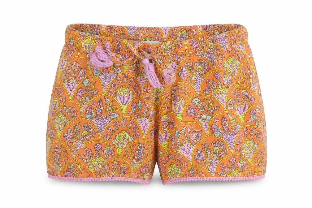 Dusk Womens Orange Floral Polyester Skimmer Shorts Size S Regular Drawstring