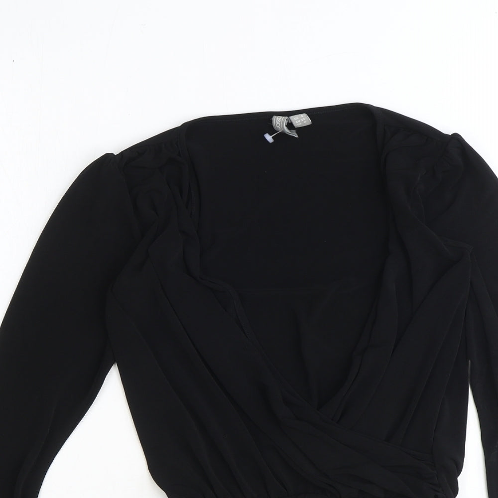 ASOS Womens Black Polyester Bodysuit One-Piece Size 4 Snap