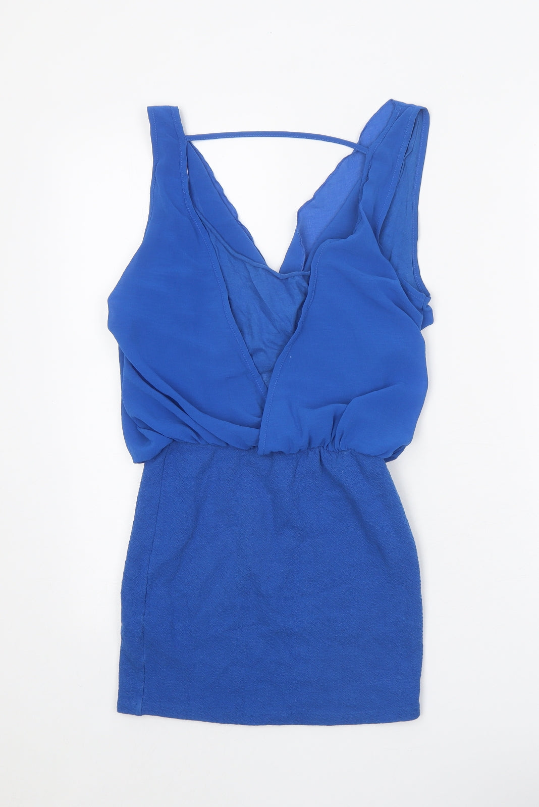Zara Womens Blue Cotton Mini Size S Cowl Neck Pullover