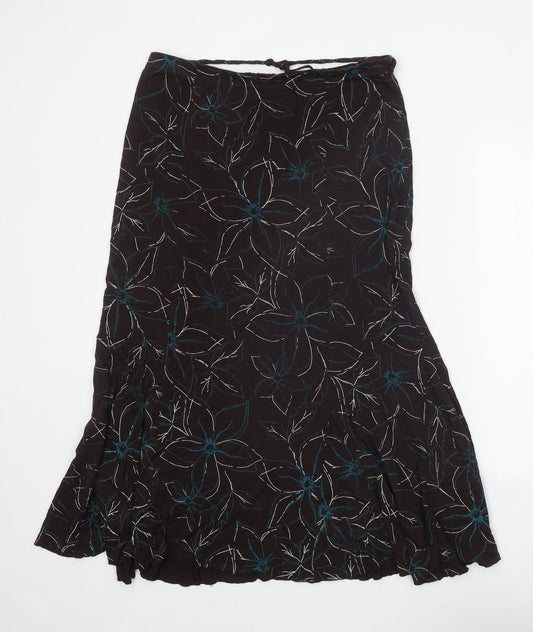 Kinnik Womens Brown Floral Polyester A-Line Skirt Size 32 in Tie