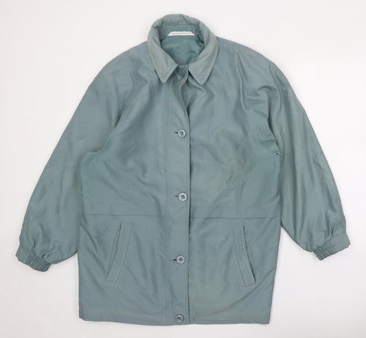 Marks and Spencer Womens Green Rain Coat Coat Size 14 Button
