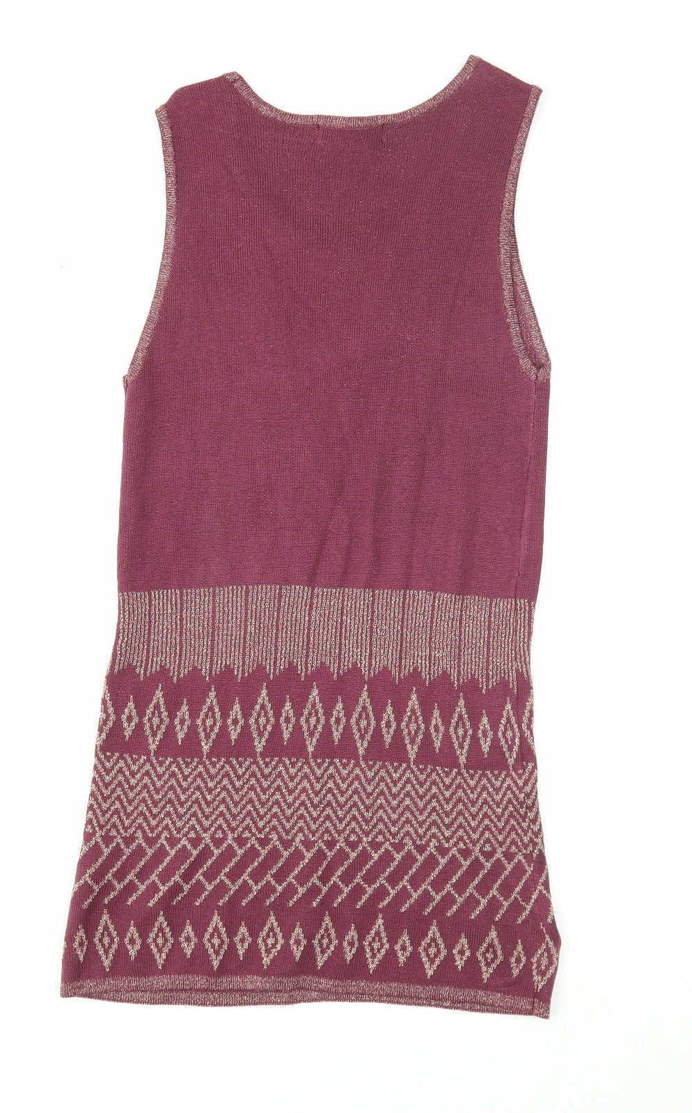 Kaleidoscope Womens Purple Geometric Viscose Basic Tank Size 12 Round Neck