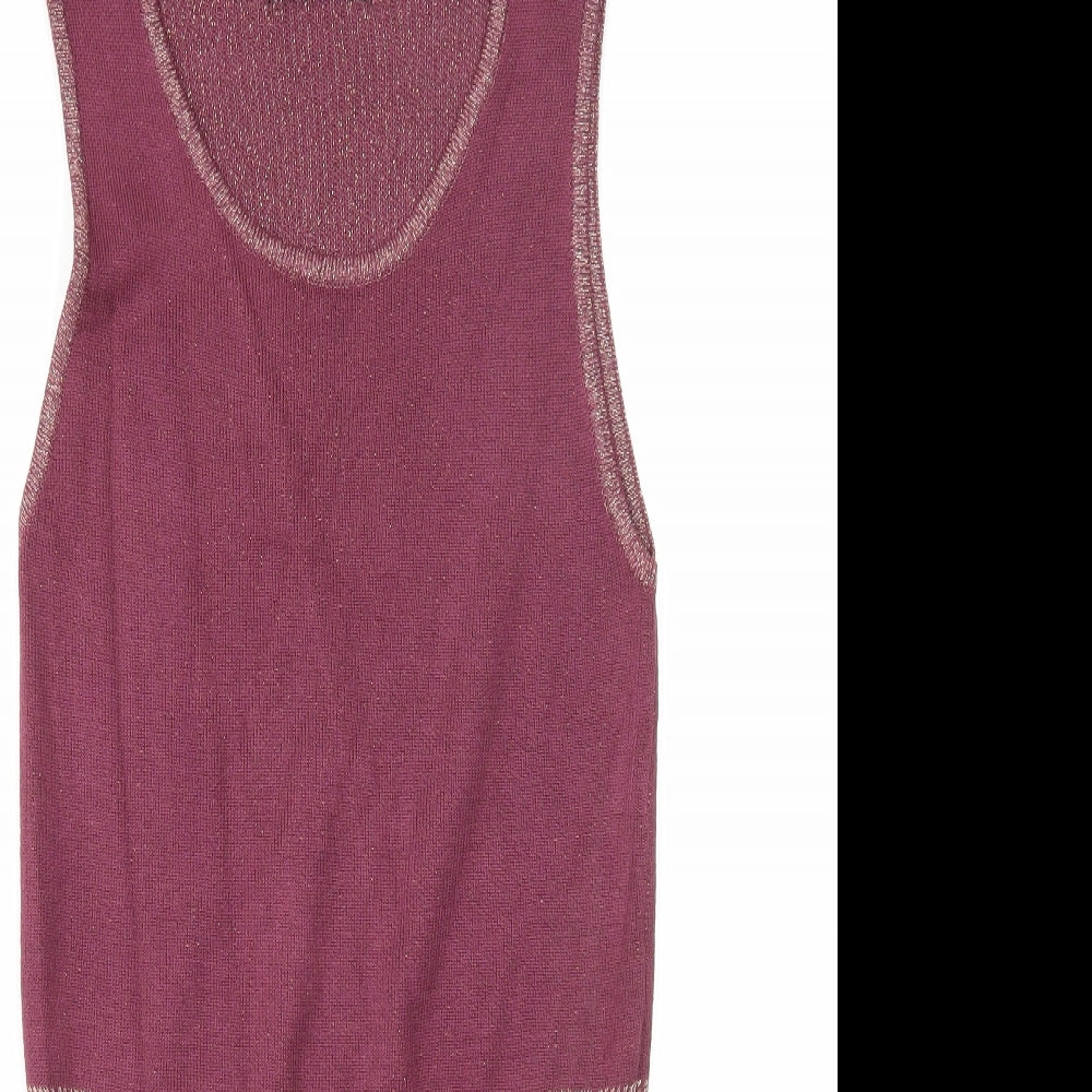 Kaleidoscope Womens Purple Geometric Viscose Basic Tank Size 12 Round Neck