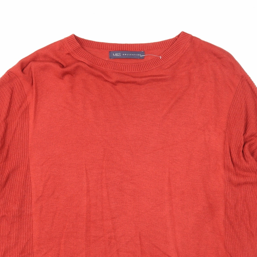 Marks and Spencer Womens Red Round Neck Acrylic Pullover Jumper Size 14
