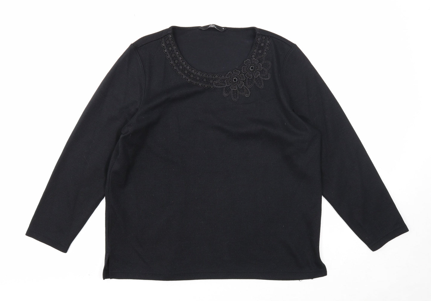 Bonmarché Womens Black Scoop Neck Polyester Pullover Jumper Size M