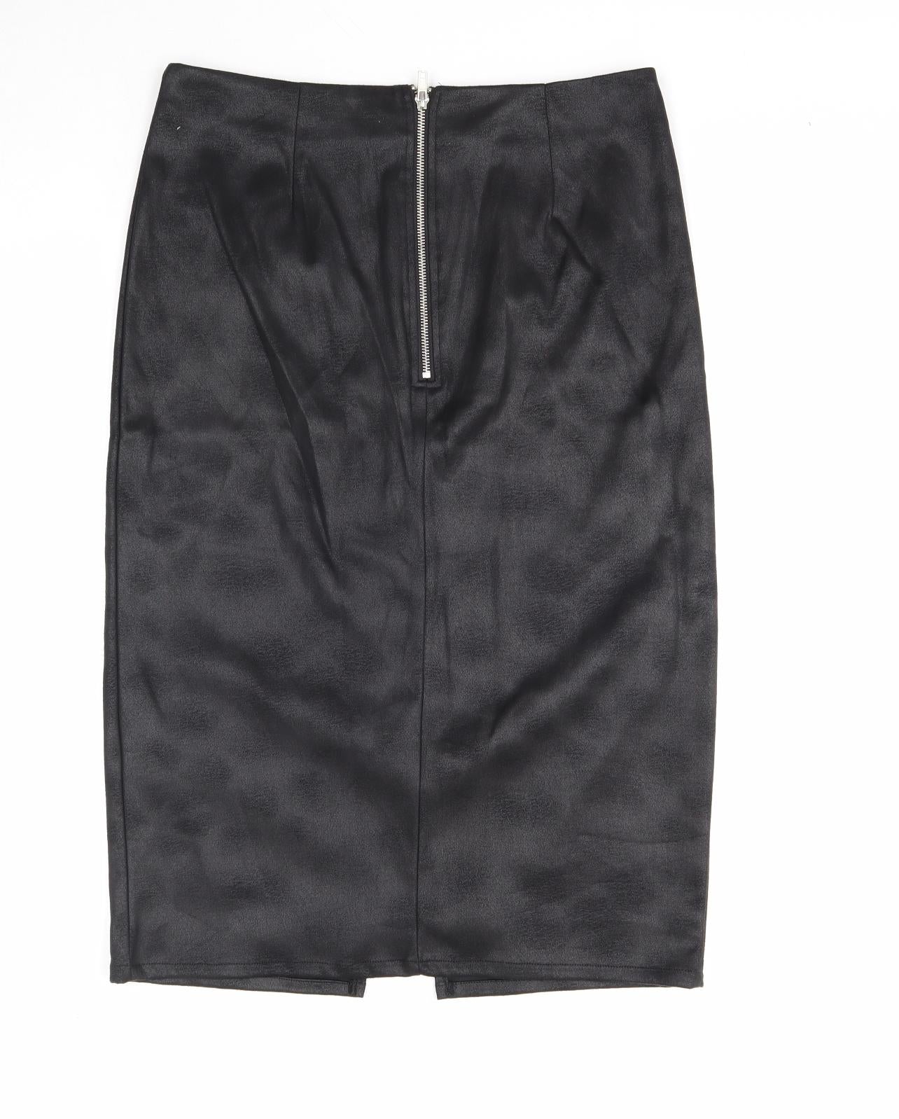Glamorous Womens Black Polyester Straight & Pencil Skirt Size S Zip