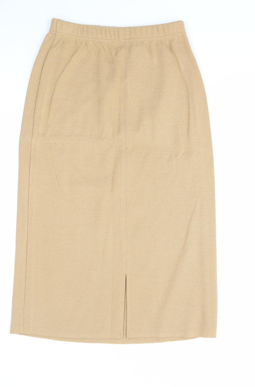 Daxon Womens Beige Acrylic A-Line Skirt Size 12