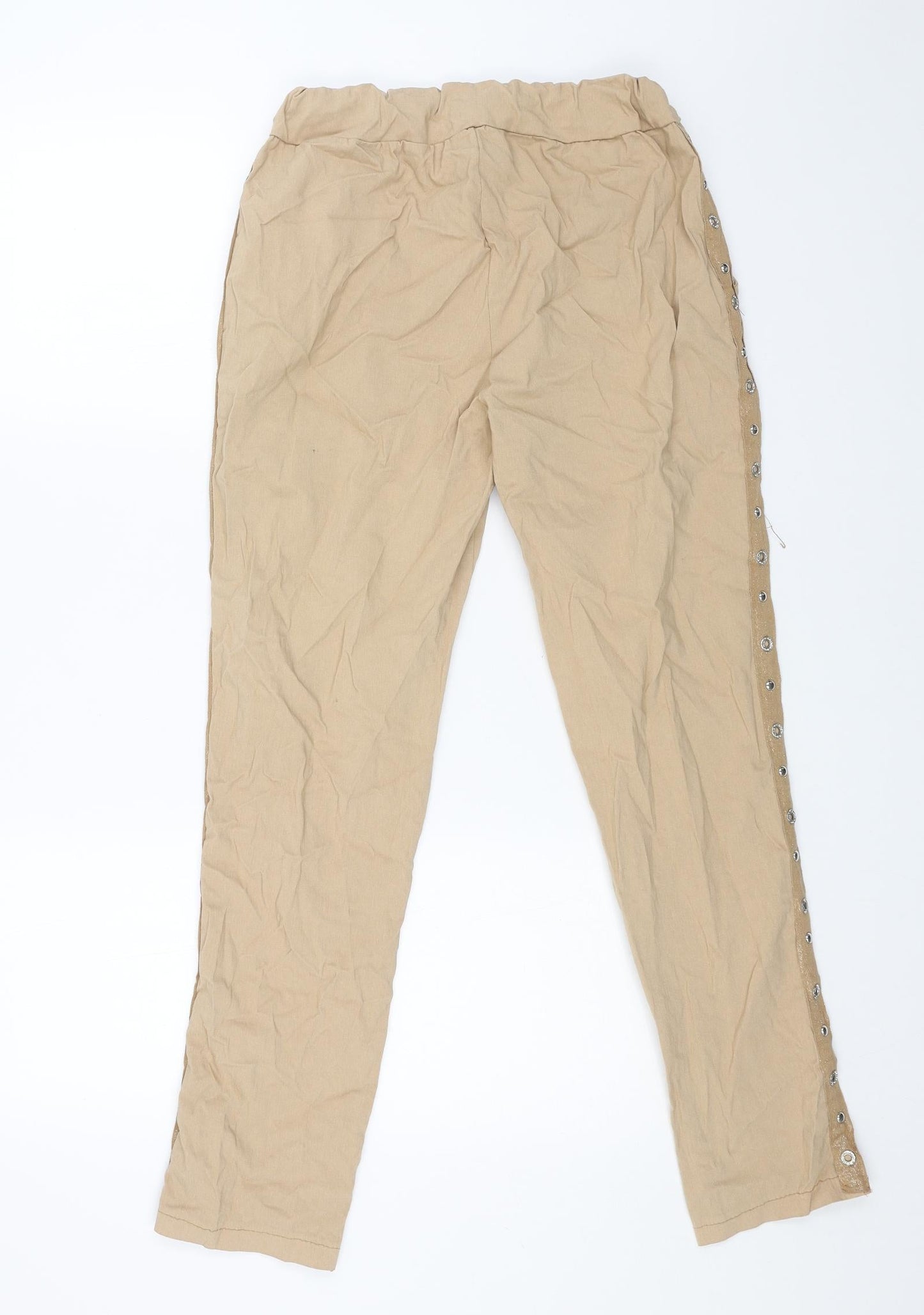 Preworn Womens Beige Viscose Trousers Size 28 L28 in Regular Drawstring