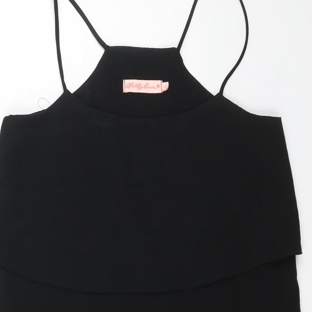 Preworn Womens Black Polyester Mini Size L Square Neck Pullover