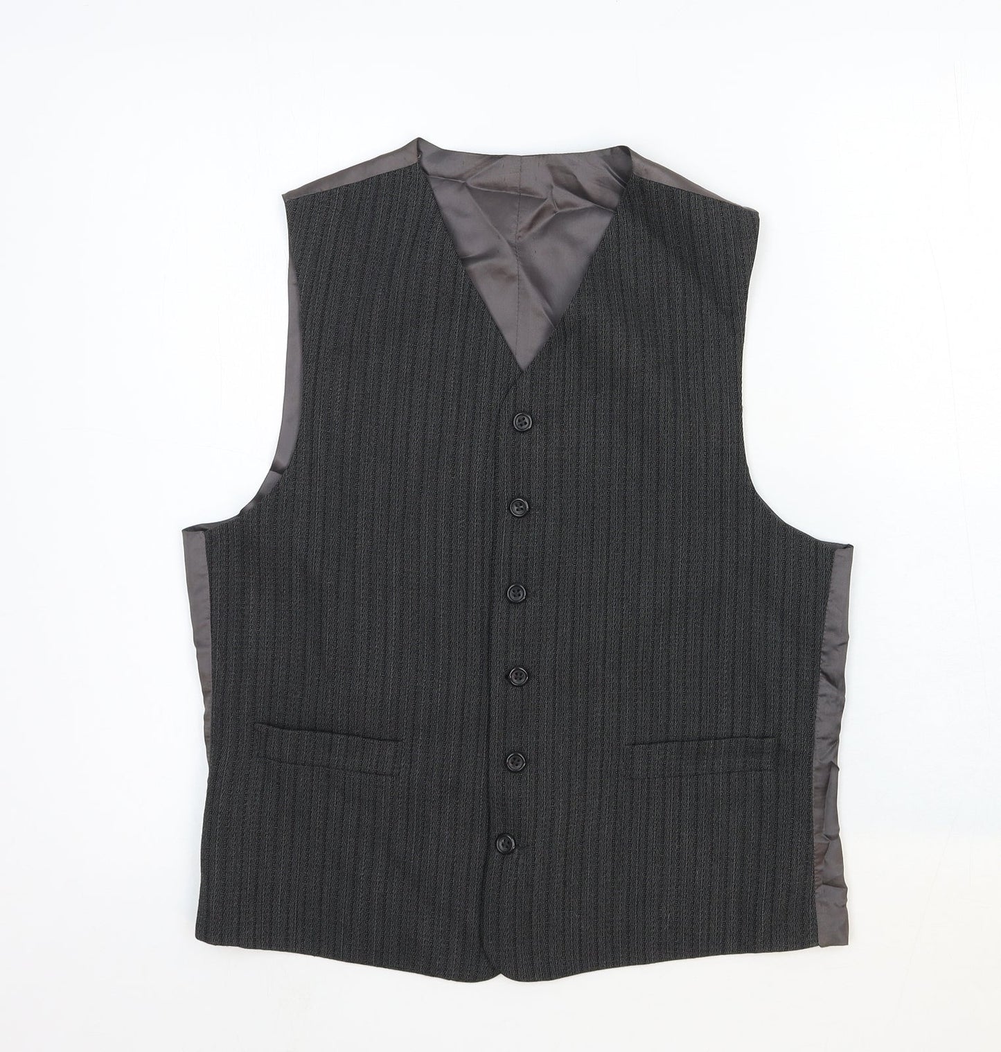 Jonathan Adams Mens Grey Striped Cotton Jacket Suit Waistcoat Size 36 Regular
