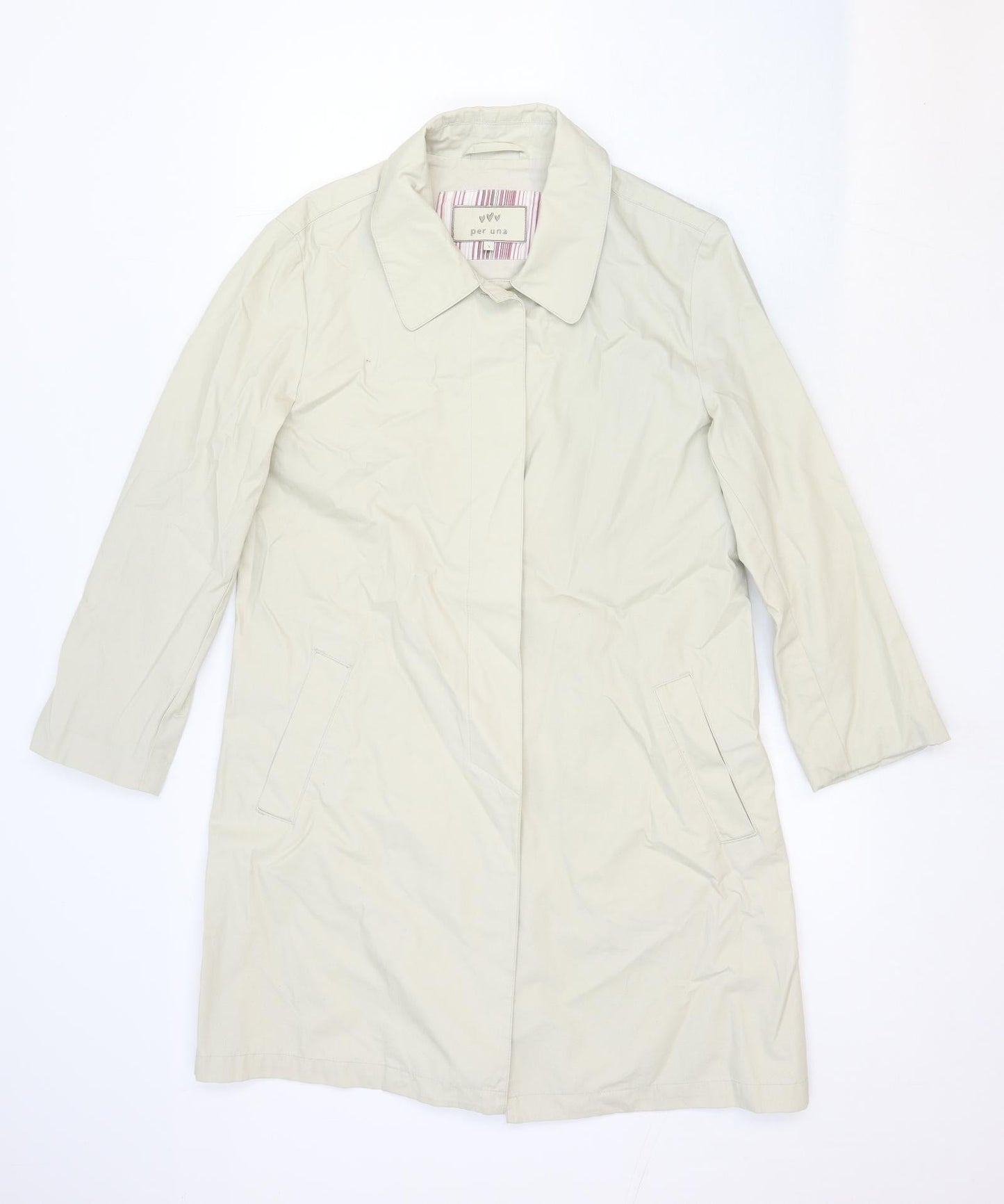 Per Una Womens Beige Overcoat Coat Size S Button