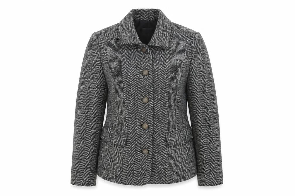 Singles Womens Grey Geometric Jacket Blazer Size 16 Button