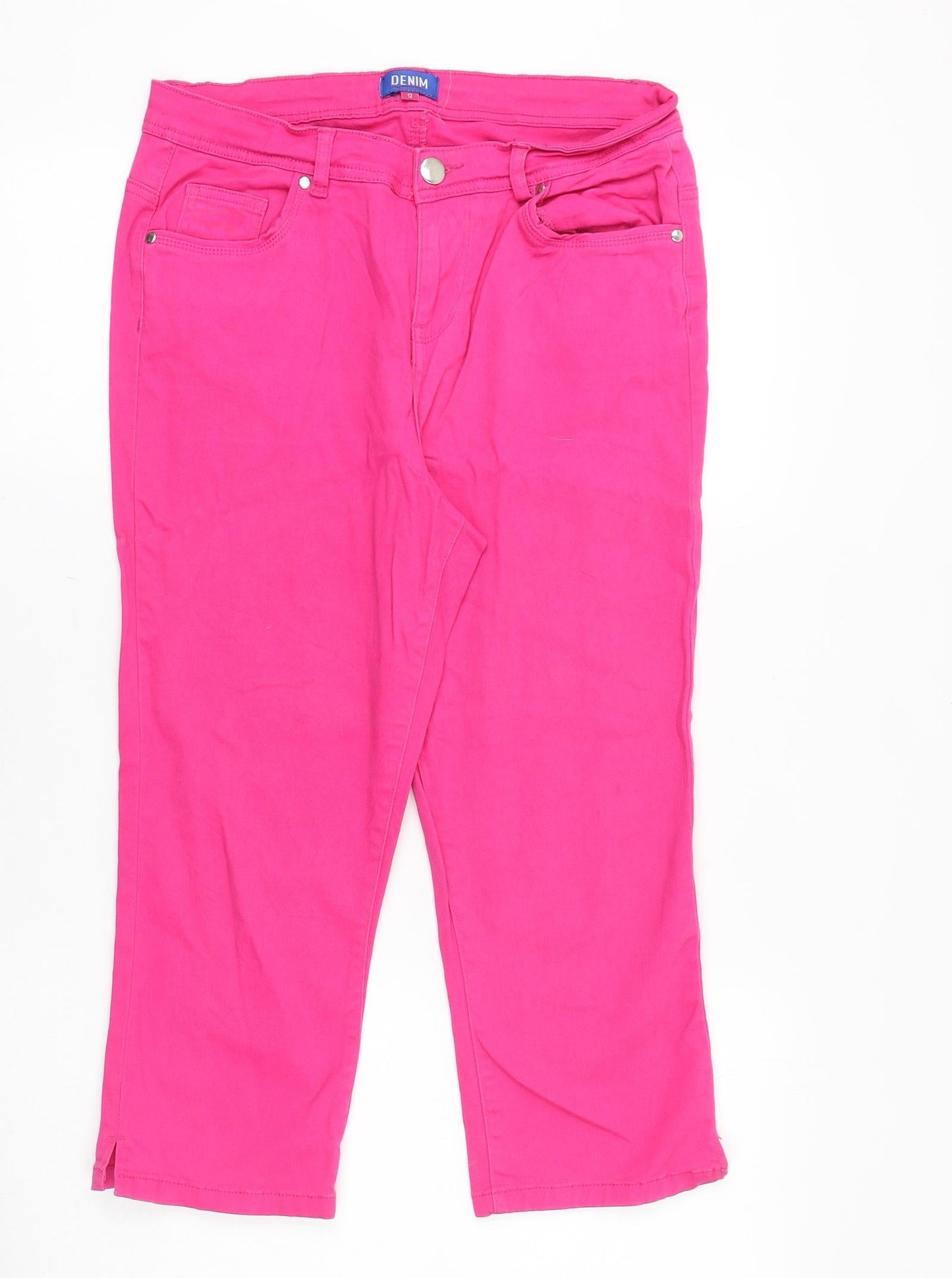 Denim Womens Pink Cotton Straight Jeans Size 12 Regular Zip