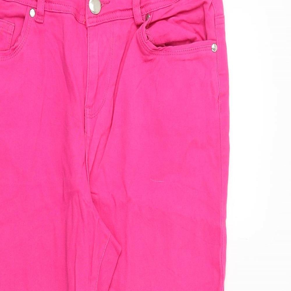 Denim Womens Pink Cotton Straight Jeans Size 12 Regular Zip