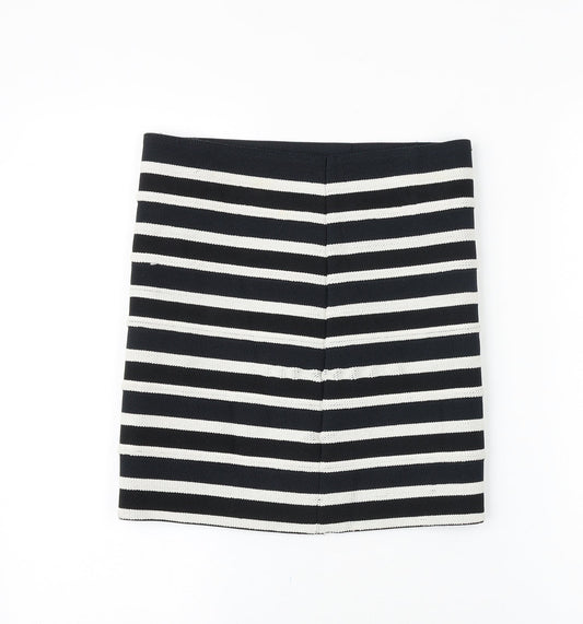 H&M Womens Black Striped Cotton Mini Skirt Size 6