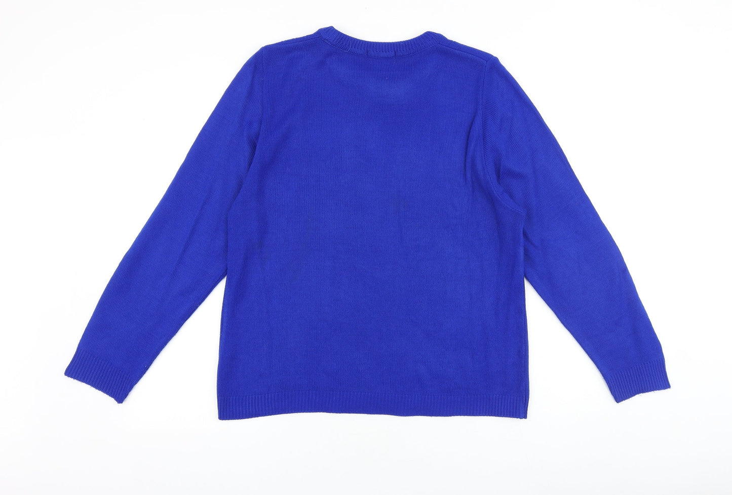 Glimpse Design Womens Blue Crew Neck Acrylic Pullover Jumper Size M