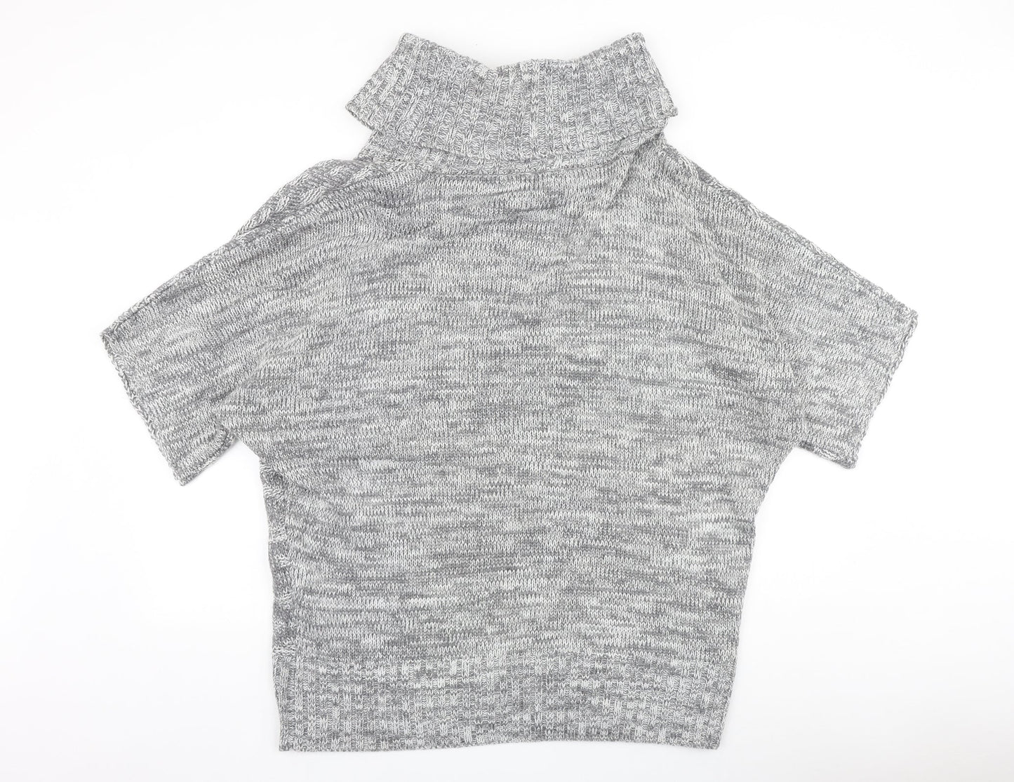 Peacocks Womens Grey Roll Neck Geometric Acetate Pullover Jumper Size M