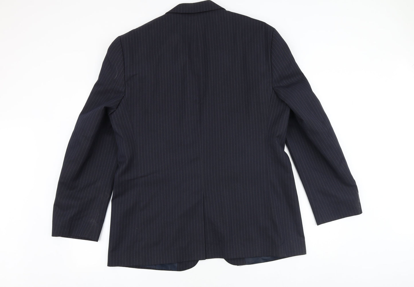 Burton Mens Blue Striped Polyester Jacket Suit Jacket Size 44 Regular