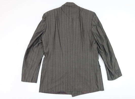 Made In England Mens Grey Viscose Jacket Suit Jacket Size 40 Big & Tall