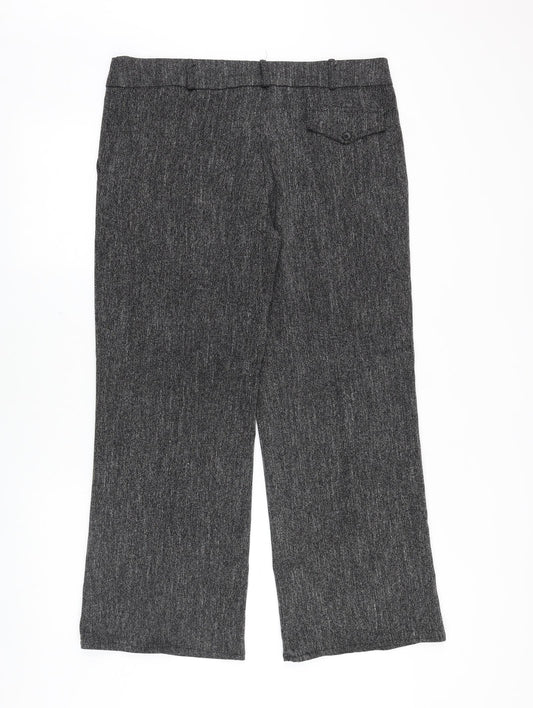 Lina Paris Womens Grey Geometric Viscose Trousers Size 36 in Regular Zip