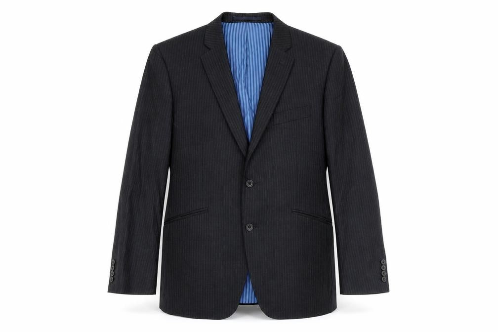 Marks and Spencer Mens Grey Striped Cotton Jacket Suit Jacket Size 42 Regular