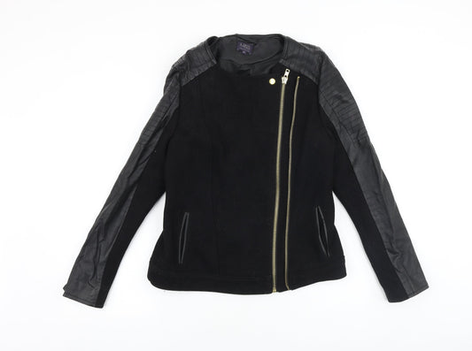 Marks and Spencer Womens Black Biker Jacket Size 8 Zip