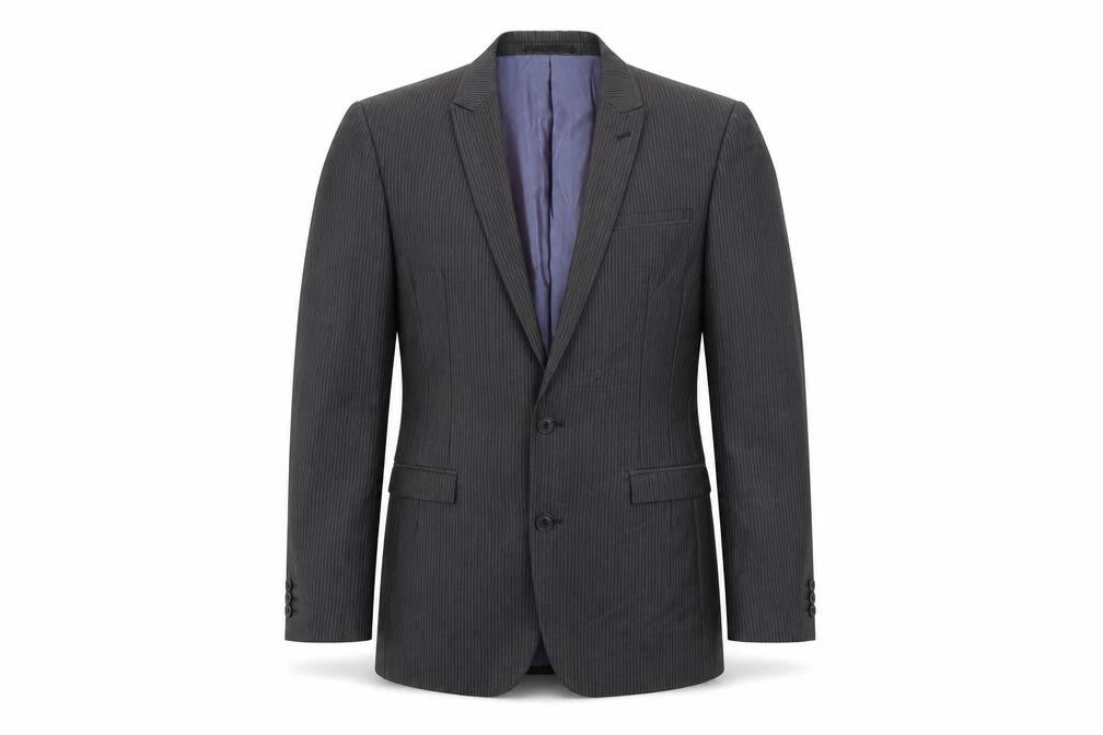 NEXT Mens Grey Striped Polyester Jacket Suit Jacket Size 34 Regular