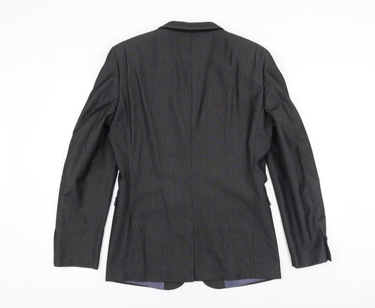NEXT Mens Grey Striped Polyester Jacket Suit Jacket Size 34 Regular