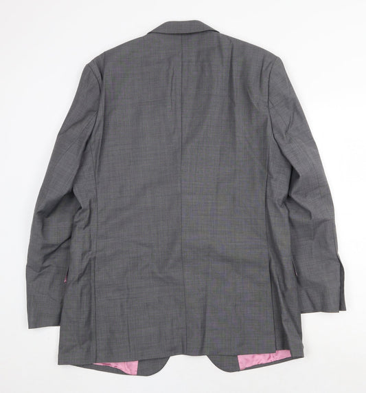 Aspen & Court Mens Grey Wool Jacket Suit Jacket Size 42 Regular