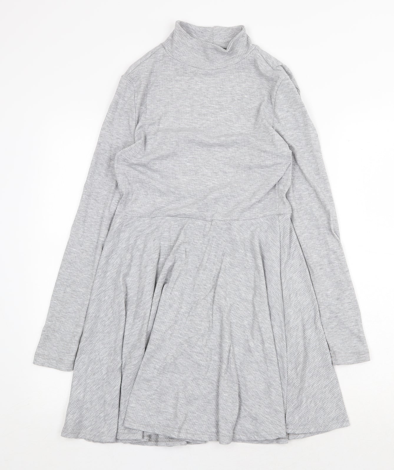 COLLUSION Womens Grey Polyester Skater Dress Size 10 High Neck Pullover