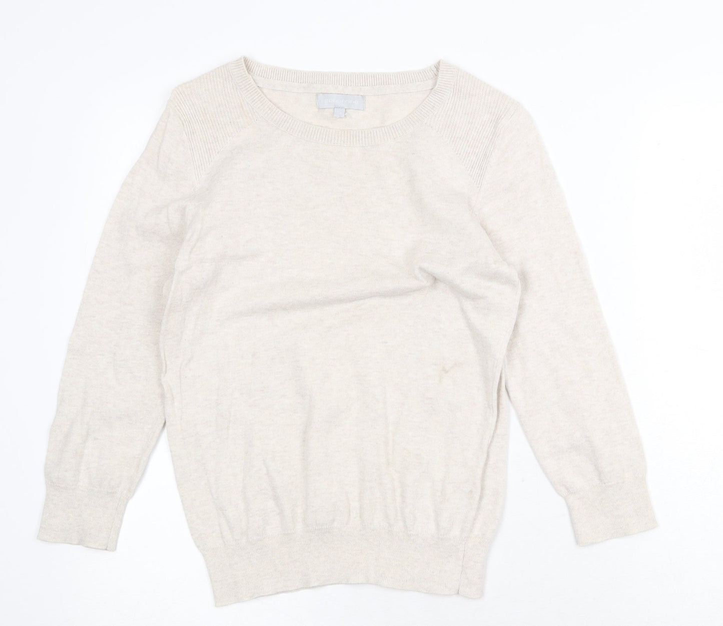 Red Herring Womens Beige Round Neck 100% Cotton Pullover Jumper Size 12