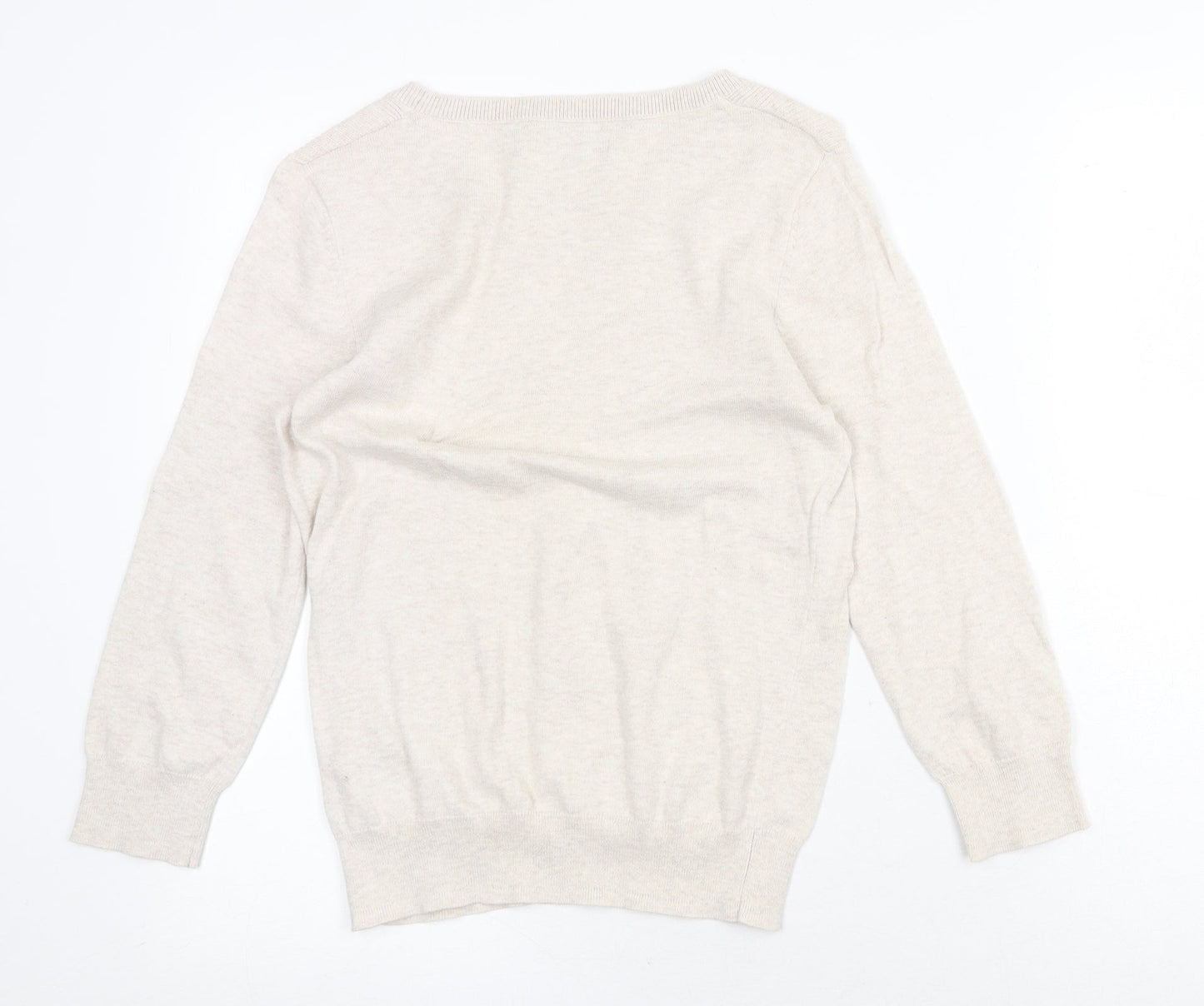 Red Herring Womens Beige Round Neck 100% Cotton Pullover Jumper Size 12