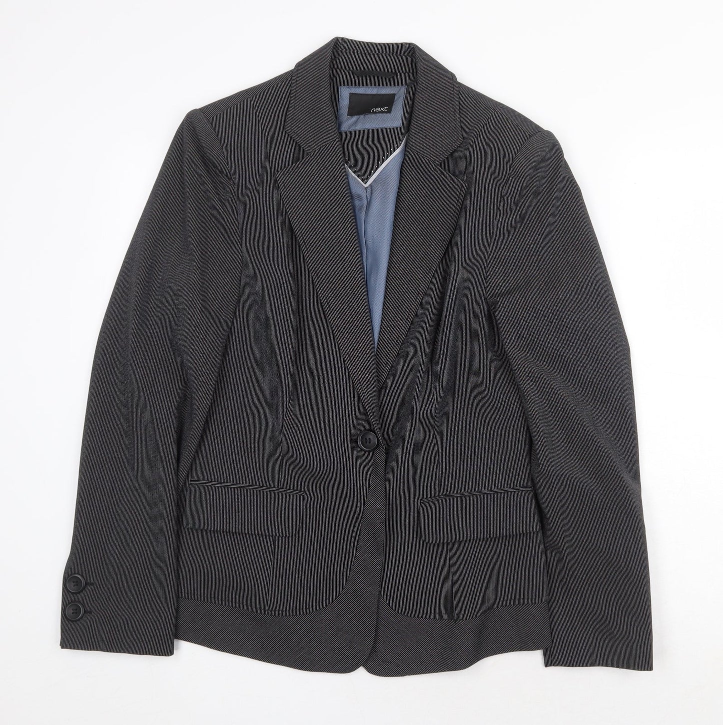 NEXT Womens Grey Striped Jacket Blazer Size 10 Button