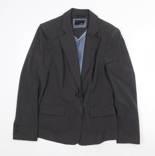 NEXT Womens Grey Striped Jacket Blazer Size 10 Button