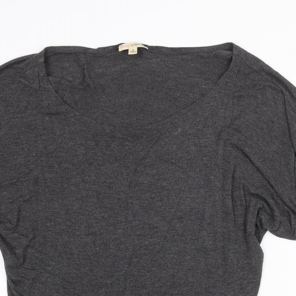 Zara Womens Grey Scoop Neck Viscose Pullover Jumper Size S