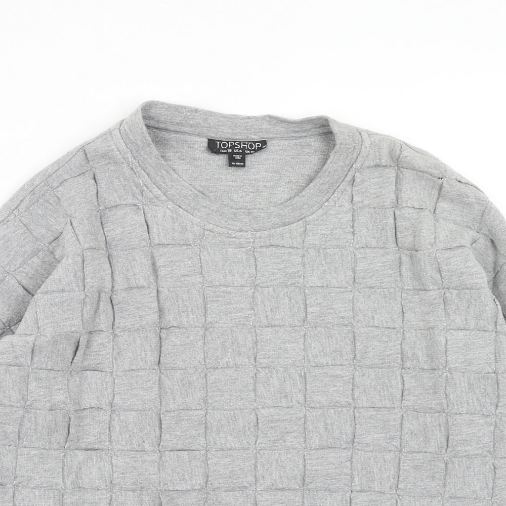 Topshop Womens Grey Cotton Pullover Sweatshirt Size 10 Pullover