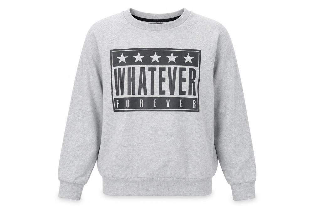 Whatever Forever Womens Grey Cotton Pullover Sweatshirt Size S Pullover